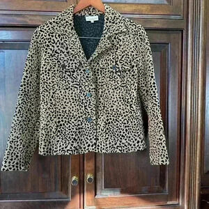 Women's Monterey Bay Leopard Print Jacket Blazer Suit Size 6 Brown VTG